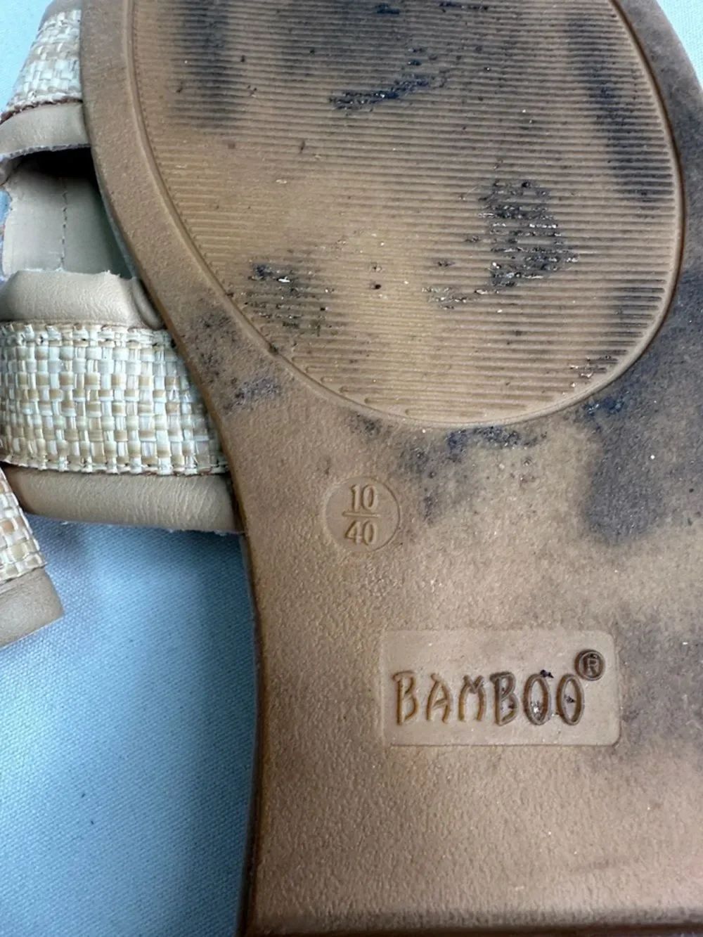 BAMBOO Tan Woven Raffia Slide Sandals - Picture 4 of 4
